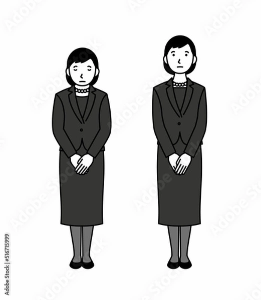 Fototapeta お辞儀をする喪服の女性