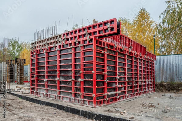 Obraz Wall formwork in residential construction.