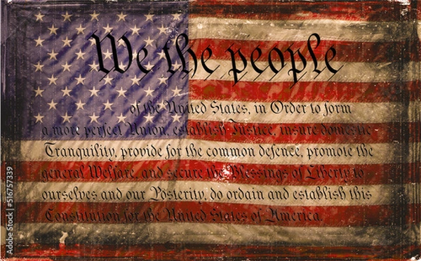 Obraz US Constitution with US Flag Background