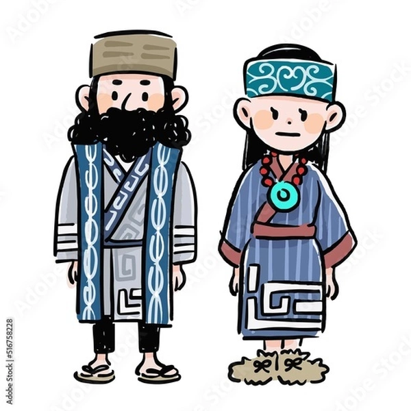 Obraz アイヌ　イラスト　人物　アイヌ人　ベクター　真顔