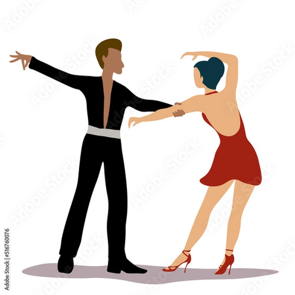 Obraz Vector illustration of elegant ballroom dancing on white background