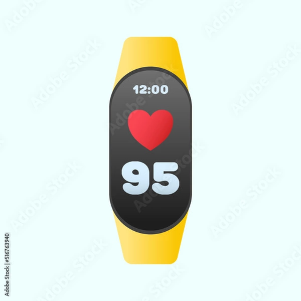 Obraz Vector illustration of a sports bracelet with pulse measurement