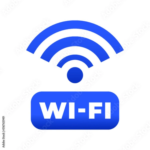 Obraz Vector blue WI-FI sign on an isolated white background