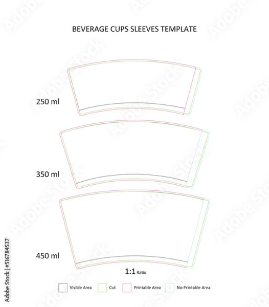 Obraz Beverage Cups Sleeves Printable Template