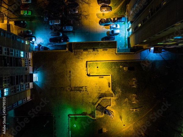 Fototapeta The capital of Vojvodina, Novi sad at night. Aerial photography.