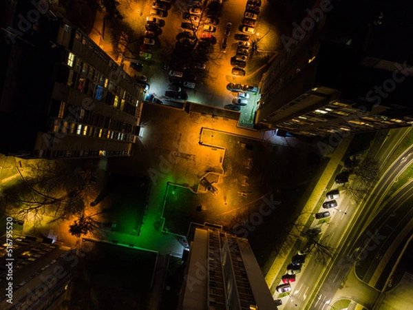 Fototapeta The capital of Vojvodina, Novi sad at night. Aerial photography.
