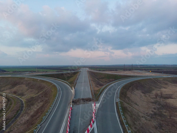 Fototapeta Roads and traffic interchanges. Aerial photo.
