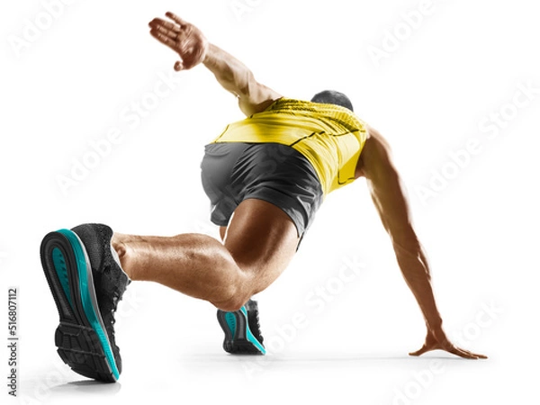 Obraz man runner jogger running isolated on white