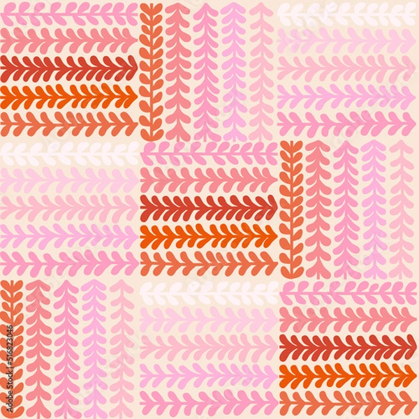 Obraz Vector block leaves seamless pattern background. Perfect for fabric, scrapbooking, wallpaper projects.