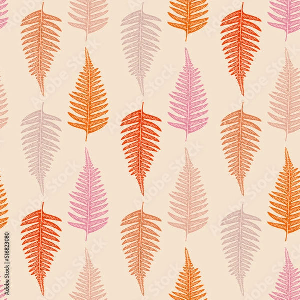 Fototapeta Vector ferns seamless pattern background. Perfect for fabric, scrapbooking, wallpaper projects