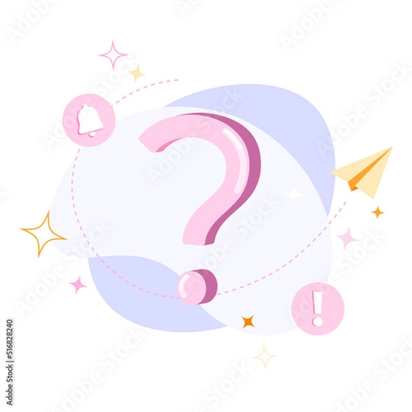 Fototapeta Question mark flat vector illustrations. Frequently Asked Questions,  FAQ, ask questions and receive answers concept for online support center, webinar or online education