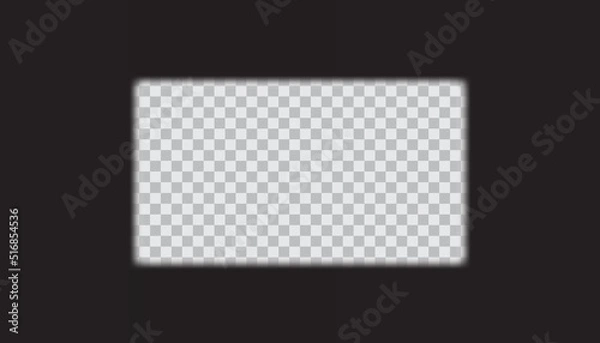 Fototapeta Old frame cinematic overlay texture on transparent background in retro style. Blurred vintage cinema movie strip. Film rectangle border cinema design element.
