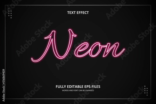 Obraz 3D Red Neon Text Effect Template Editable	