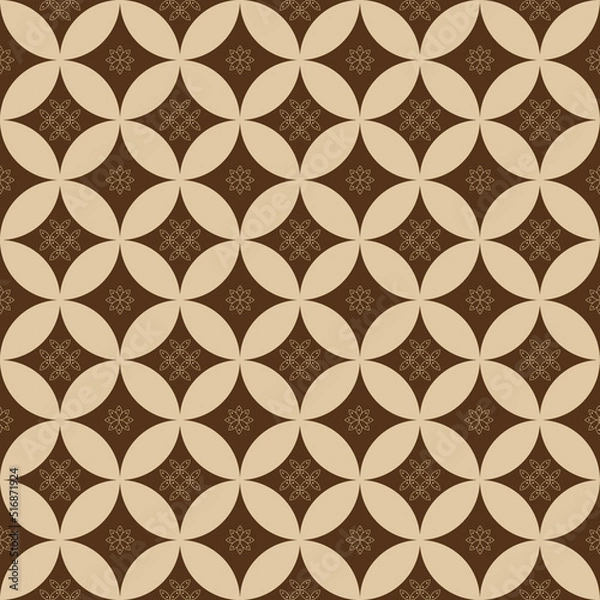 Fototapeta Javanese Batik Pattern. Batik Kawung. Simple editable seamless pattern.