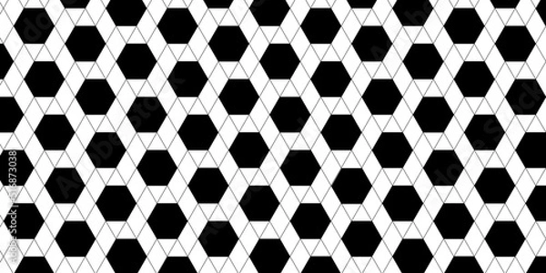Fototapeta Seamless hexagon pattern. Monochrome vector. Simple geometric design.
Description