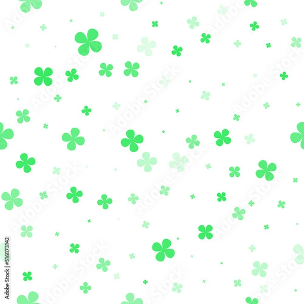 Fototapeta Simple four-leaf clover background. Editable seamless pattern. Design for banner, poster, card, textile, fabric, wrapping paper. Transparent background. Vector EPS 8.