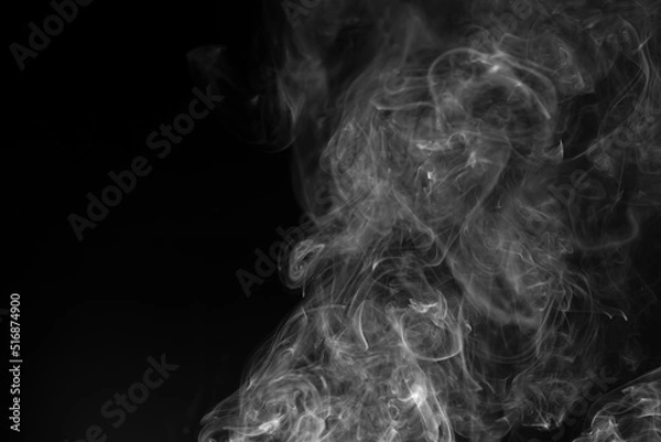 Fototapeta Abstract white smoke animated on a black background