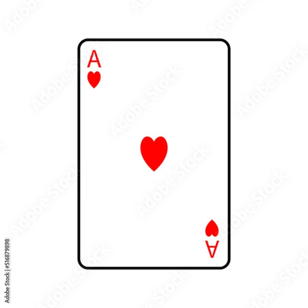 Fototapeta Vector illustration poker card symbols. Card Hearts. Isolated on a blank, editable and changeable background.