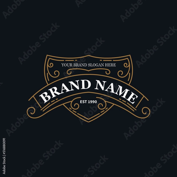Fototapeta Flourish frame for label design, logo design, product quality design, brand logo design
