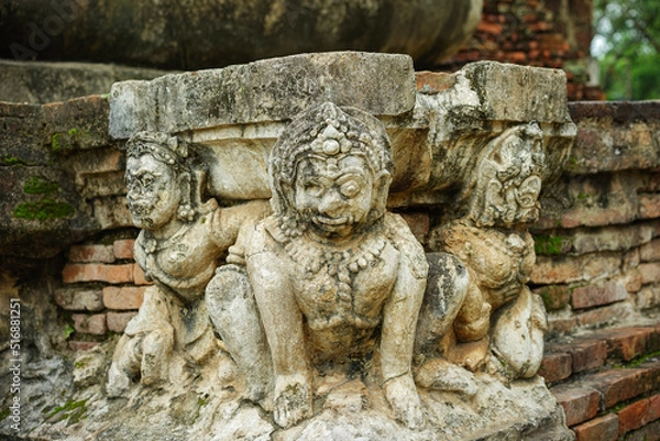 Fototapeta Archaeological and Buddhist sites, historical religious sites, Buddha, temples, ceremonial areas, religious attractions, Buddhist churches, antiques, pagodas, nature and dharma, Buddha statue.