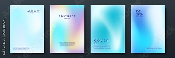 Fototapeta Blurred blue backgrounds set with abstract gradient texture background with dynamic blurred effect. Templates for brochures, posters, banners, flyers and cards. Vector illustration.