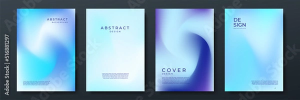 Fototapeta Blurred blue backgrounds set with abstract gradient texture background with dynamic blurred effect. Templates for brochures, posters, banners, flyers and cards. Vector illustration.