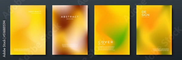 Fototapeta Blurred orange backgrounds set with abstract gradient texture background with dynamic blurred effect. Templates for brochures, posters, banners, flyers and cards. Vector illustration.