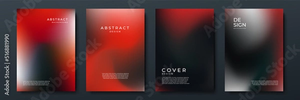 Fototapeta Blurred red black backgrounds set with abstract gradient texture background with dynamic blurred effect. Templates for brochures, posters, banners, flyers and cards. Vector illustration.