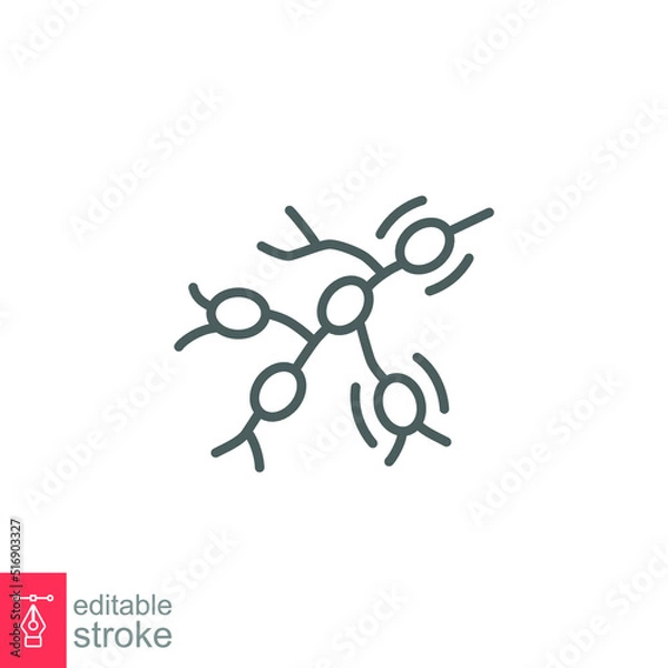 Fototapeta Monkeypox virus symptoms icon. Swollen lymph nodes. Simple outline style symbol. Thin line vector illustration isolated on white background. Editable stroke EPS 10.