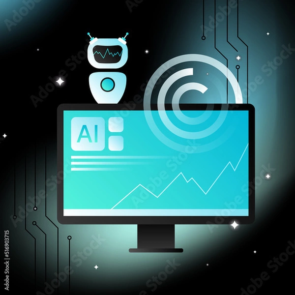 Obraz Machine Learning Illustration. Computer Science, Artificial Intelligence Elements Design. Vector illustration