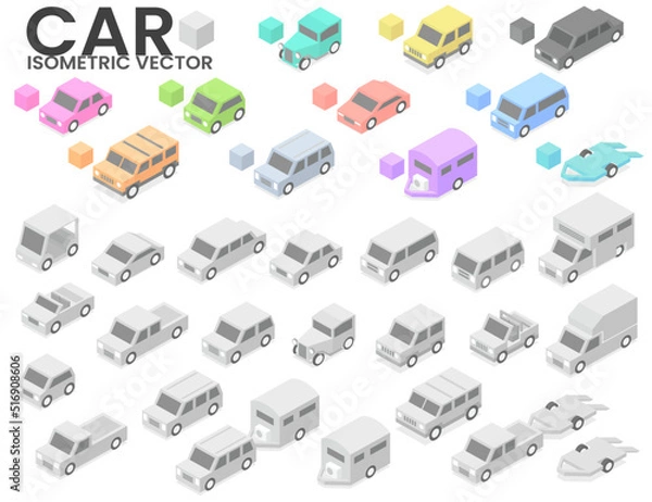 Obraz Isometric vector of the car
flat design illustration isometric vector of various types of car with flat color.