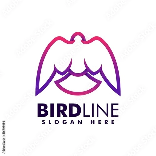 Fototapeta Vector Logo Illustration Bird Gradient Line Art Style.