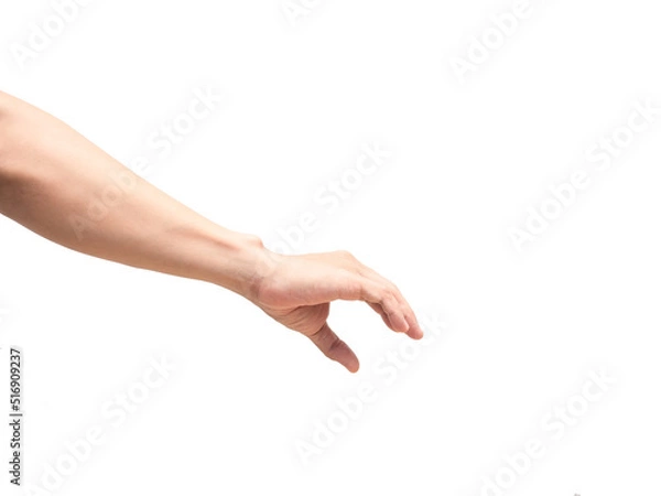 Obraz Right hand try to catch something white isolated