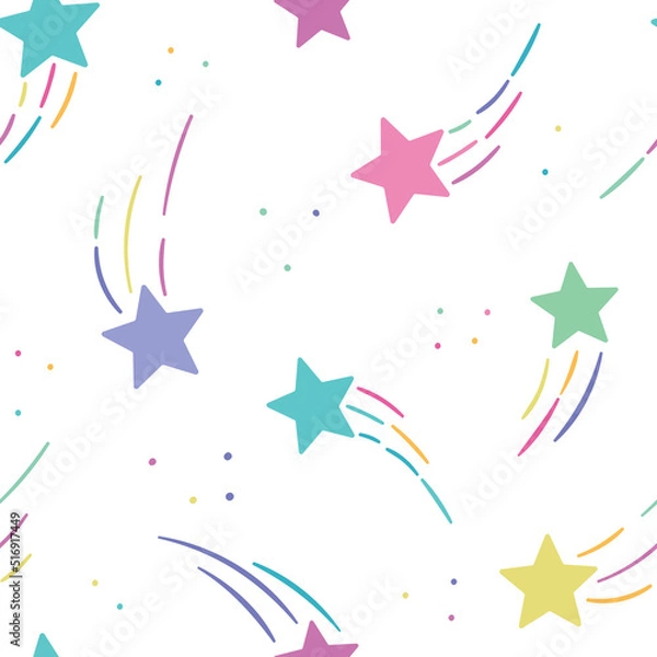 Obraz Colorful shooting stars seamless vector pattern