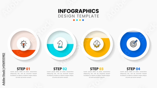 Fototapeta Infographic template. 4 filling circles with icons