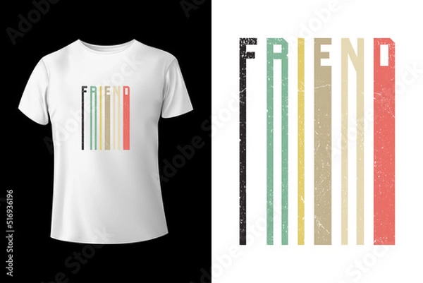 Fototapeta Friend - Awesome retro color t-shirt design template