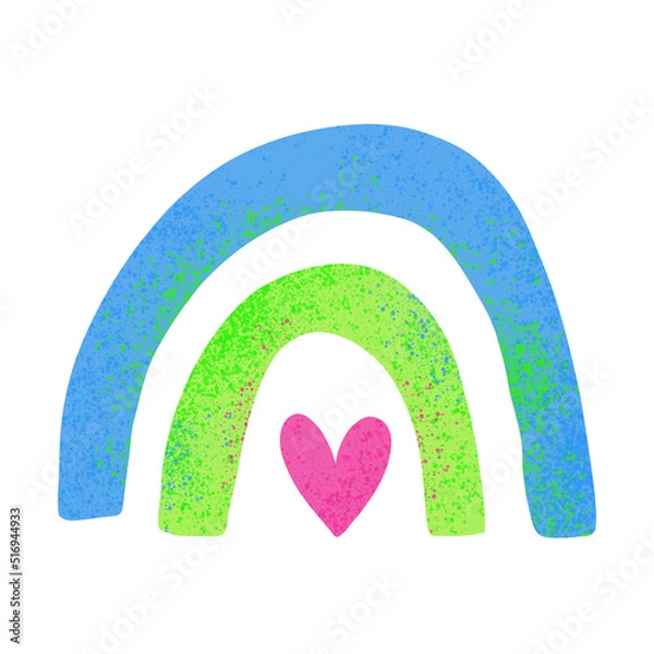 Obraz Bright rainbow and heart on a white background.