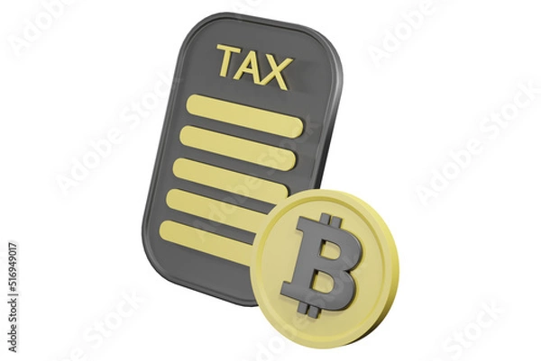 Fototapeta 3d bitcoin and tax icon cryptocurrency in duo tone color illustration