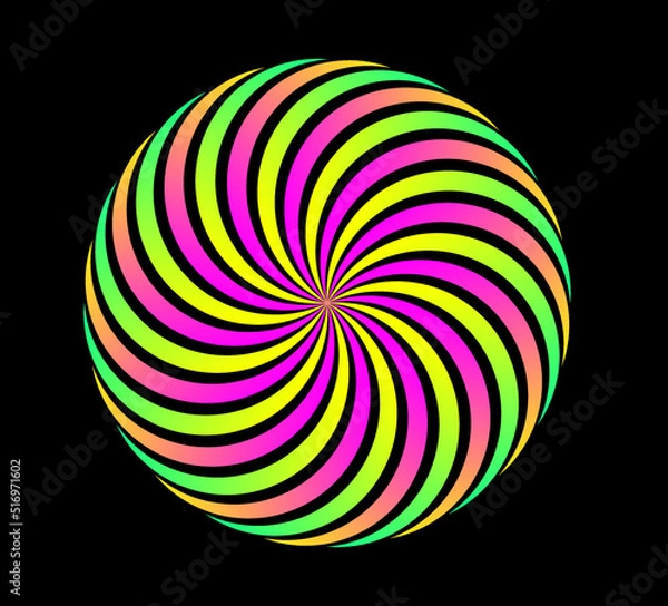 Obraz Abstract optical illusion background vector design. Psychedelic striped black and white backdrop. Hypnotic pattern.