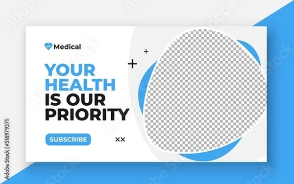Obraz Medical healthcare youtube thumbnail and web banner template.Editable video thumbnail template