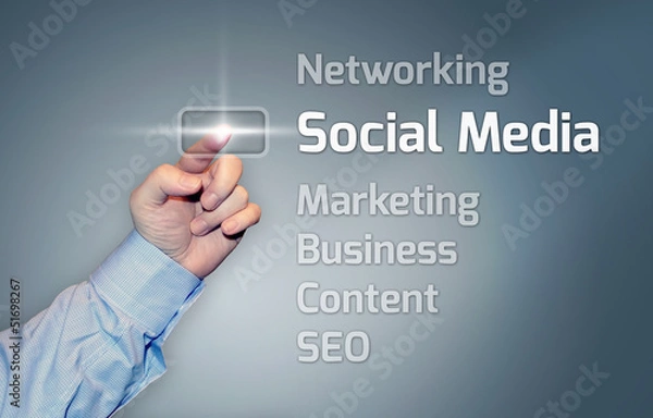 Fototapeta Virtual Touchscreen "Social Media"