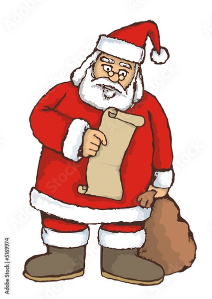 Fototapeta Sketch of Santa reading a list