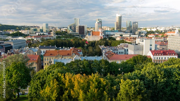 Fototapeta Aerial view of Vilnius Old Town, one of the largest surviving medieval old towns in Northern Europe.
