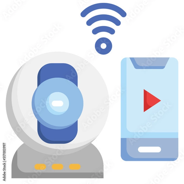 Obraz SECURITY CAMERA flat icon,linear,outline,graphic,illustration