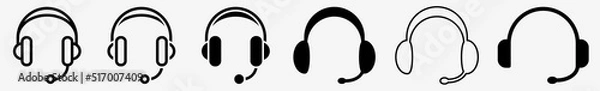 Fototapeta Headset Icon Help Headset Support Set | Headsets Icon Service Vector Gaming Illustration Logo | Headset Support Icon Isolated Headset Online Support Agent