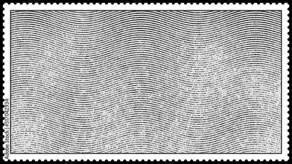 Obraz Vintage blank postage stamp grunge background texture template. Black and white engraved halftone pattern with perforated stamp border frame. Retro antique postage concept backdrop or wallpaper..
