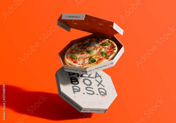 Fototapeta 3D Levitating Octagon Pizza Boxes Mockup