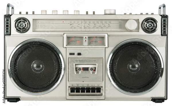 Obraz Vintage magnetofon kasetowy na białym tle
