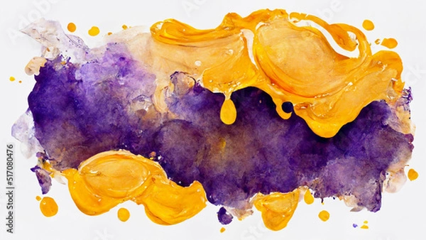Fototapeta abstract watercolor background texture hand painted graphic resource color water drops burst purple yellow multicolor banner wallpaper scan