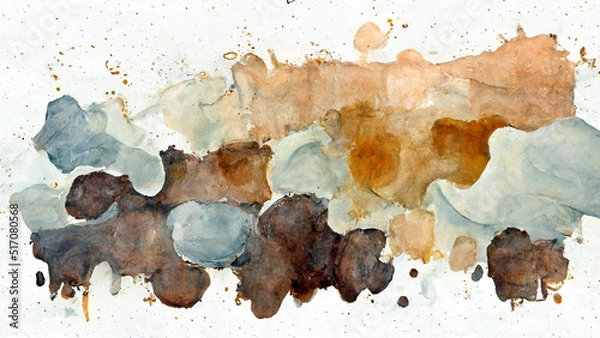 Fototapeta abstract watercolor background texture hand painted graphic resource color water drops burst subtle gray gold brown sand multicolor banner wallpaper scan